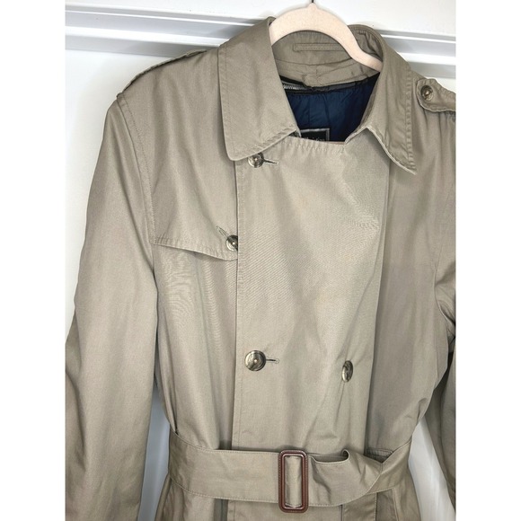 Christian Dior Monsieur Belted Trench Coat Tan Thinsulate Lined 40R Mens Vintage - Picture 3 of 16
